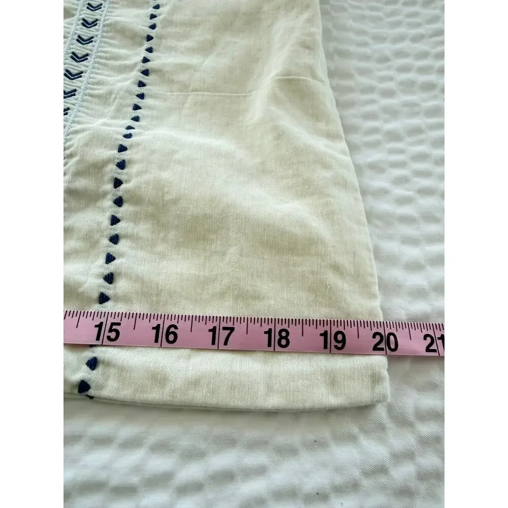 Cupcakes & Cashmere Moroccan Geometric Cotton Pillow Shams Pair Blue Ivory 27x20